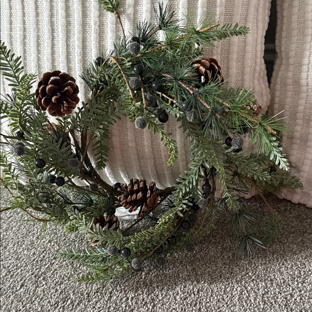 Festive Green and Brown Holiday Wreath set.  One medium and one small